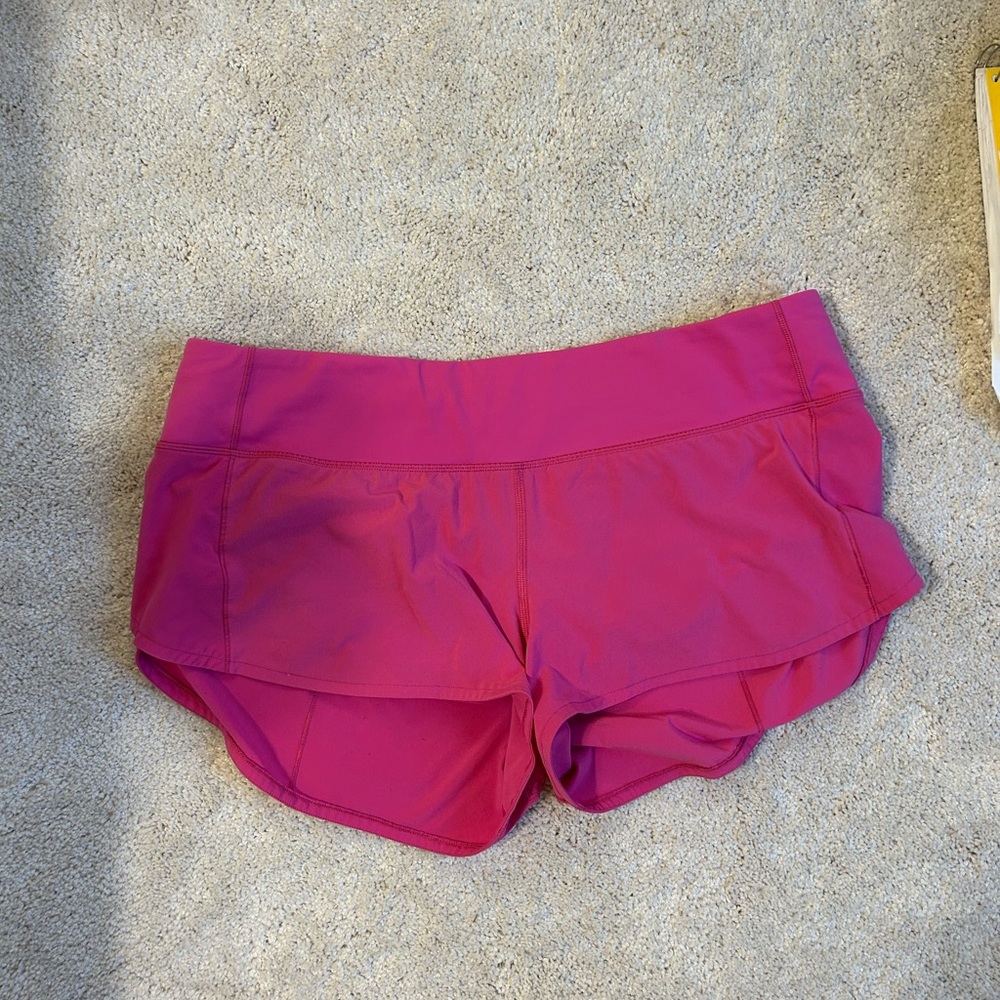 Pink Lululemon Speed Up Shorts
